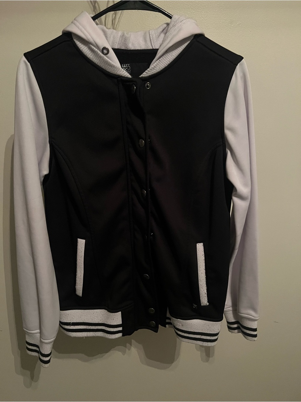 Black & White Hooded Letterman Jacket